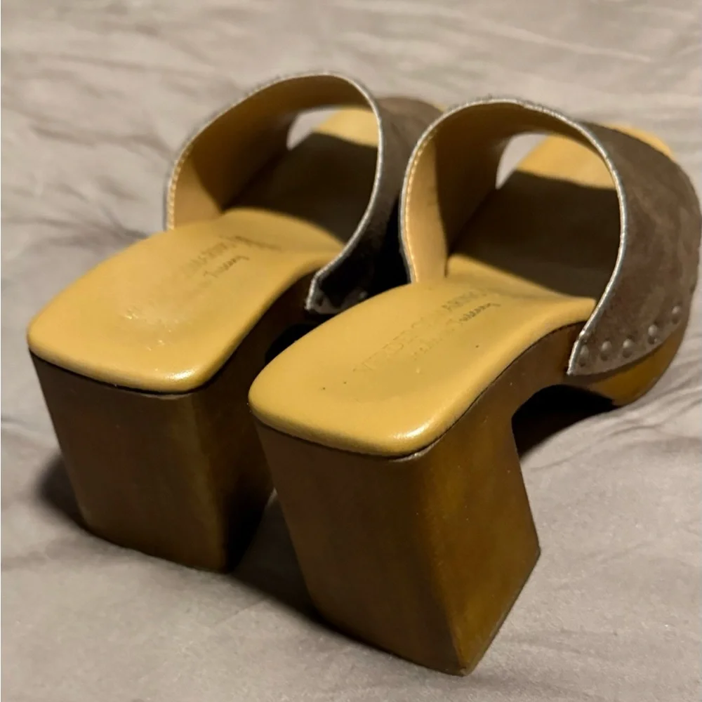 Brown Suede Women's Slide Sandals - Picture 4 of 4